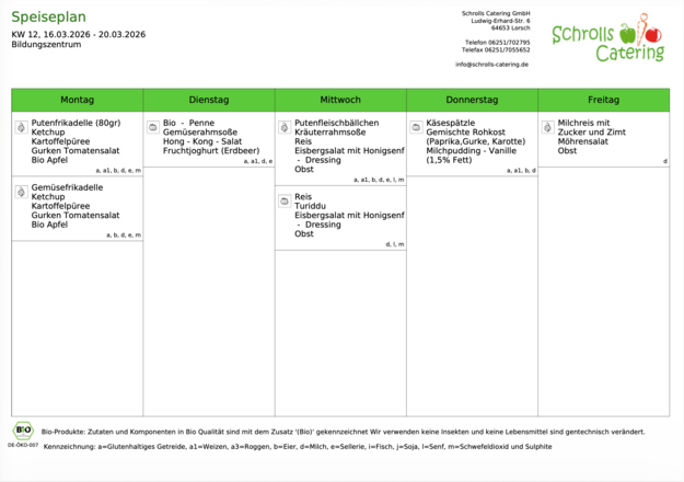 Speiseplan 16.-20.03.2026